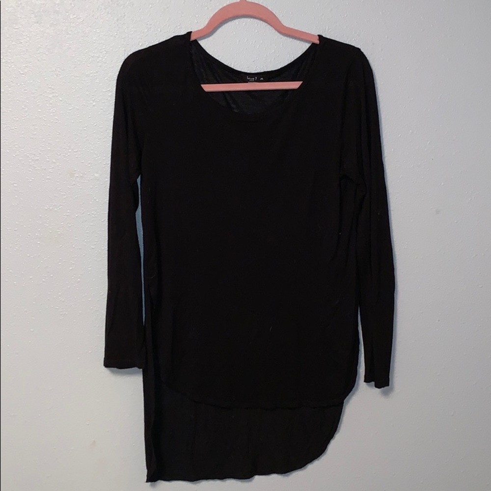 Black Long Sleeve Split T-Shirt